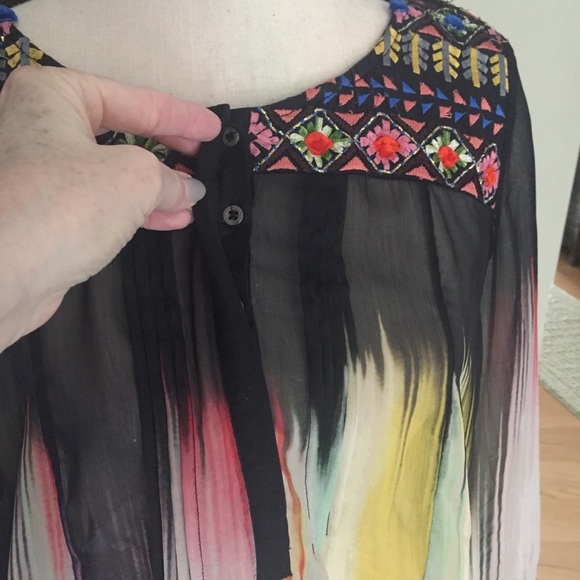 Anthro Maeve Embroidered Sheer Blouse, 14 - Picture 10 of 11